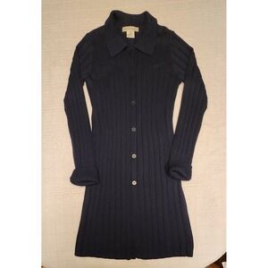 David Brooks Silk Blend Cable Knit Ribbed Dress Classic Womens Medium